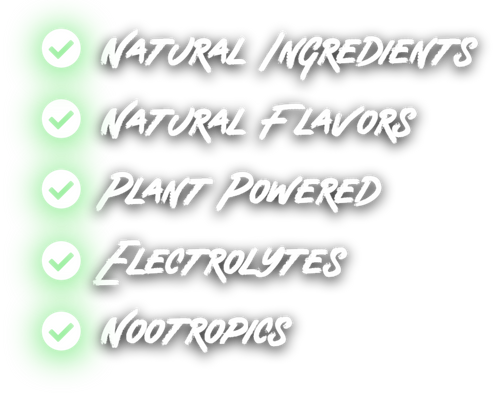 natural ingredients, plant powered, electrolytes, nootropics